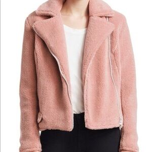 MOTHER- pink pocket rider teddy- size small, bomber style, baddie